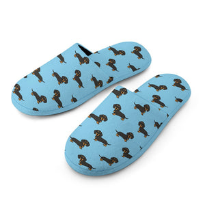 Cutest Black and Tan Dachshund Women's Cotton Mop Slippers-Accessories, Dachshund, Dog Mom Gifts, Slippers-25