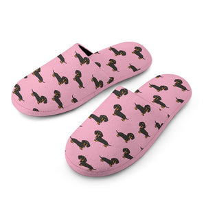 Cutest Black and Tan Dachshund Women's Cotton Mop Slippers-3