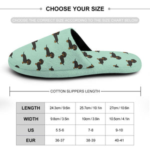 Cutest Black and Tan Dachshund Women's Cotton Mop Slippers-36-37_（5.5-6）-PaleTurquoise-7
