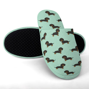 Cutest Black and Tan Dachshund Women's Cotton Mop Slippers-9