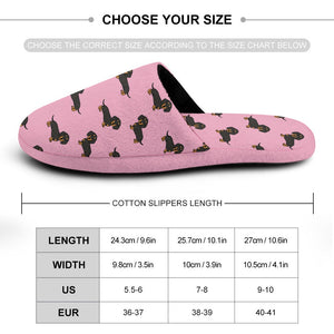 Cutest Black and Tan Dachshund Women's Cotton Mop Slippers-36-37_（5.5-6）-LightPink-1