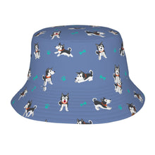 Load image into Gallery viewer, Cutest Black and White Husky Love Bucket Hat-Hats &amp; Caps-Slate Blue-One Size-33