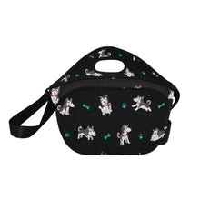Load image into Gallery viewer, Cutest Black and White Husky Love Neoprene Lunch Bag-15