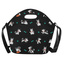 Load image into Gallery viewer, Cutest Black and White Husky Love Neoprene Lunch Bag-Black-ONESIZE-12