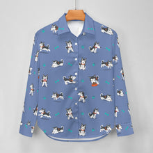 Load image into Gallery viewer, Cutest Black and White Husky Love Women's Shirt