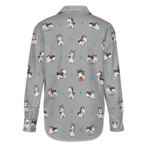 Load image into Gallery viewer, Cutest Black and White Husky Love Women's Shirt