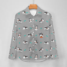 Load image into Gallery viewer, Cutest Black and White Husky Love Women's Shirt