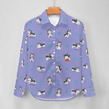 Load image into Gallery viewer, Cutest Black and White Husky Love Women's Shirt