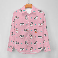 Load image into Gallery viewer, Cutest Black and White Husky Love Women's Shirt