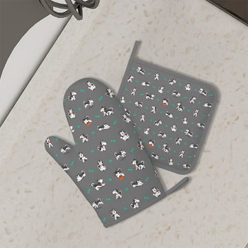 Cutest Black And White Husky Oven Mitts And Pot Holder Set 3 360x