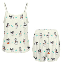 Load image into Gallery viewer, Cutest Black and White Husky Women's Cami and Shorts Pajama Set-10