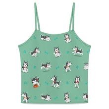 Load image into Gallery viewer, Cutest Black and White Husky Women's Cami and Shorts Pajama Set-17