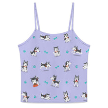 Load image into Gallery viewer, Cutest Black and White Husky Women's Cami and Shorts Pajama Set-5