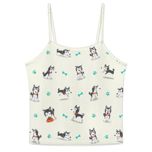 Load image into Gallery viewer, Cutest Black and White Husky Women's Cami and Shorts Pajama Set-9