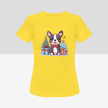 Load image into Gallery viewer, Cutest Boston Terrier Christmas Women&#39;s Cotton T-Shirts-Apparel-Apparel, Boston Terrier, Shirt, T Shirt-Yellow-Small-4