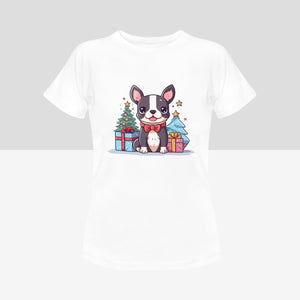 Cutest Boston Terrier Christmas Women's Cotton T-Shirts-Apparel-Apparel, Boston Terrier, Shirt, T Shirt-6