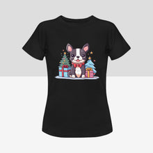 Load image into Gallery viewer, Cutest Boston Terrier Christmas Women&#39;s Cotton T-Shirts-Apparel-Apparel, Boston Terrier, Shirt, T Shirt-8