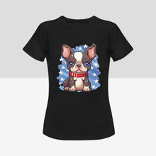 Load image into Gallery viewer, Cutest Boston Terrier Women&#39;s 4th of July Cotton T-Shirts - 4 Colors-Apparel-Apparel, Boston Terrier, Shirt, T Shirt-6