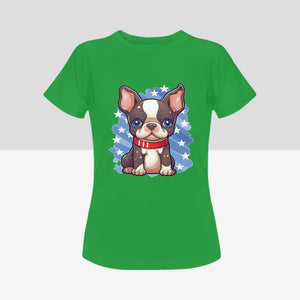 Cutest Boston Terrier Women's 4th of July Cotton T-Shirts - 4 Colors-Apparel-Apparel, Boston Terrier, Shirt, T Shirt-8