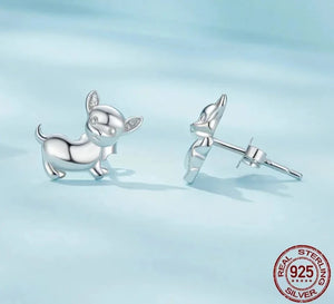Cutest Chihuahua Love Silver Stud Earrings-Dog Themed Jewellery-Chihuahua, Earrings, Jewellery-CQE1620-5