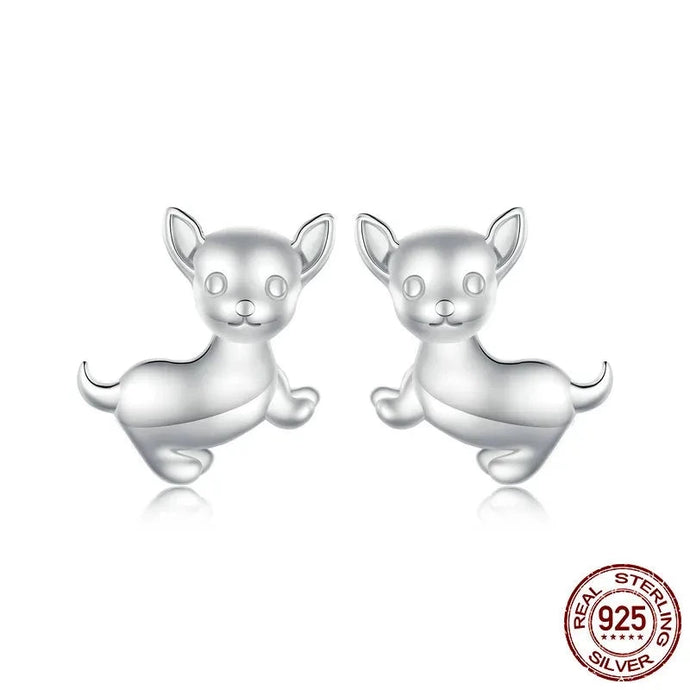 Cutest Chihuahua Love Silver Stud Earrings-Dog Themed Jewellery-Chihuahua, Earrings, Jewellery-CQE1620-1
