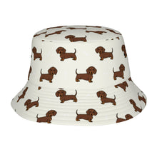 Load image into Gallery viewer, Cutest Chocolate Dachshund Bucket Hat-Hats &amp; Caps-Accessories,Dachshund,Dog Dad Gifts,Dog Mom Gifts,Hats-Ivory White-One Size-1