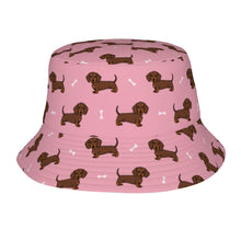 Load image into Gallery viewer, Cutest Chocolate Dachshund Bucket Hat-Hats &amp; Caps-Accessories,Dachshund,Dog Dad Gifts,Dog Mom Gifts,Hats-Light Pink-One Size-25