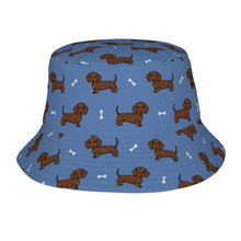 Load image into Gallery viewer, Cutest Chocolate Dachshund Bucket Hat-Hats &amp; Caps-Accessories,Dachshund,Dog Dad Gifts,Dog Mom Gifts,Hats-Slate Blue-One Size-33