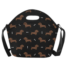 Load image into Gallery viewer, Cutest Chocolate Dachshund Neoprene Lunch Bag-Accessories-Accessories,Bags,Dachshund,Dog Dad Gifts,Dog Mom Gifts,Lunch Bags-Black-ONESIZE-11