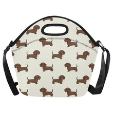 Load image into Gallery viewer, Cutest Chocolate Dachshund Neoprene Lunch Bag-Accessories-Accessories,Bags,Dachshund,Dog Dad Gifts,Dog Mom Gifts,Lunch Bags-Ivory-ONESIZE-1