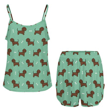Load image into Gallery viewer, Cutest Chocolate Dachshund Women's Cami and Shorts Pajama Set-Apparel-Apparel,Dachshund,Dog Mom Gifts,Pajamas-18