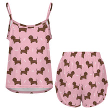 Load image into Gallery viewer, Cutest Chocolate Dachshund Women's Cami and Shorts Pajama Set-Apparel-Apparel,Dachshund,Dog Mom Gifts,Pajamas-15