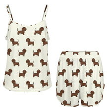 Load image into Gallery viewer, Cutest Chocolate Dachshund Women's Cami and Shorts Pajama Set-Apparel-Apparel,Dachshund,Dog Mom Gifts,Pajamas-10