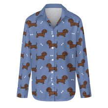 Load image into Gallery viewer, Cutest Chocolate Dachshund Women&#39;s Shirt-S-CornflowerBlue-4
