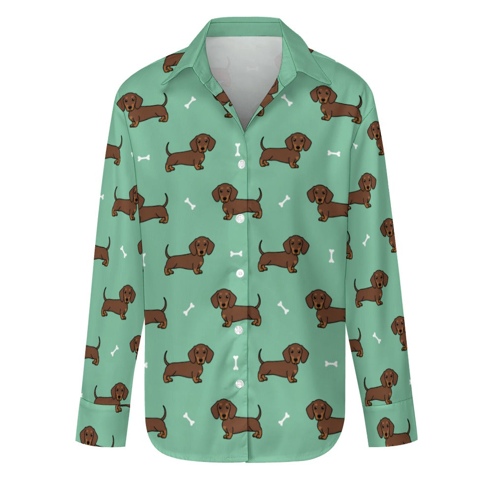 Cutest Chocolate Dachshund Women's Shirt-S-MediumAquaMarine-15