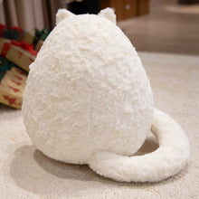 Load image into Gallery viewer, White cat-shaped plush toy on a carpeted floor