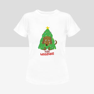 Cutest Christmas Dachshunds Women's Cotton T-Shirts - 2 Designs - 4 Colors-Apparel-Apparel, Dachshund, Shirt, T Shirt-Merry Woofmas-White-Small-10