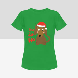 Cutest Christmas Dachshunds Women's Cotton T-Shirts - 2 Designs - 4 Colors-Apparel-Apparel, Dachshund, Shirt, T Shirt-Ho Ho Ho-Green-Small-6