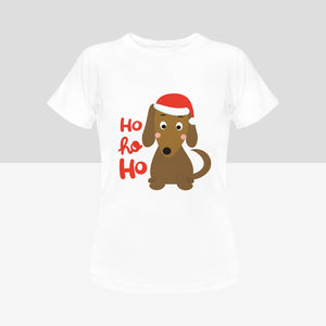 Cutest Christmas Dachshunds Women's Cotton T-Shirts - 2 Designs - 4 Colors-Apparel-Apparel, Dachshund, Shirt, T Shirt-Ho Ho Ho-White-Small-7