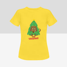 Load image into Gallery viewer, Cutest Christmas Dachshunds Women&#39;s Cotton T-Shirts - 2 Designs - 4 Colors-Apparel-Apparel, Dachshund, Shirt, T Shirt-Merry Woofmas-Yellow-Small-9