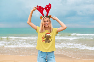 Cutest Christmas Dachshunds Women's Cotton T-Shirts - 2 Designs - 4 Colors-Apparel-Apparel, Dachshund, Shirt, T Shirt-Ho Ho Ho-Yellow-Small-1