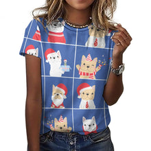 Load image into Gallery viewer, Cutest Christmas Frenchies Love All Over Print Women&#39;s Cotton T-Shirt - 4 Colors-Apparel-Apparel, Christmas, French Bulldog, Shirt, T Shirt-14