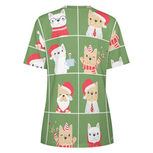 Load image into Gallery viewer, Cutest Christmas Frenchies Love All Over Print Women&#39;s Cotton T-Shirt - 4 Colors-Apparel-Apparel, Christmas, French Bulldog, Shirt, T Shirt-6