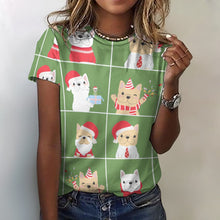 Load image into Gallery viewer, Cutest Christmas Frenchies Love All Over Print Women&#39;s Cotton T-Shirt - 4 Colors-Apparel-Apparel, Christmas, French Bulldog, Shirt, T Shirt-2XS-DarkSeaGreen-3