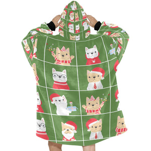 Cutest Christmas Frenchies Love Blanket Hoodie for Women-Apparel-Apparel, Blankets-3
