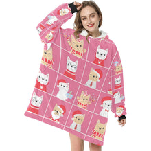 Load image into Gallery viewer, Cutest Christmas Frenchies Love Blanket Hoodie for Women-Apparel-Apparel, Blankets-7