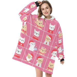 Cutest Christmas Frenchies Love Blanket Hoodie for Women-Apparel-Apparel, Blankets-7