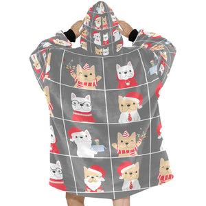 Cutest Christmas Frenchies Love Blanket Hoodie for Women-Apparel-Apparel, Blankets-14