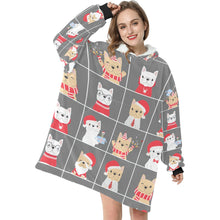 Load image into Gallery viewer, Cutest Christmas Frenchies Love Blanket Hoodie for Women-Apparel-Apparel, Blankets-11