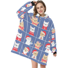 Load image into Gallery viewer, Cutest Christmas Frenchies Love Blanket Hoodie for Women-Apparel-Apparel, Blankets-9